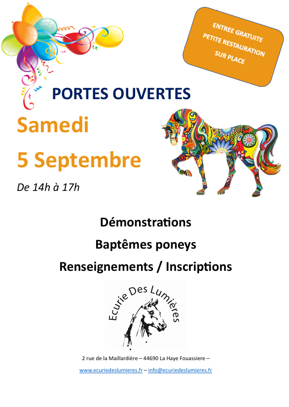 RDV le 5 Septembre pour nos portes ouvertes